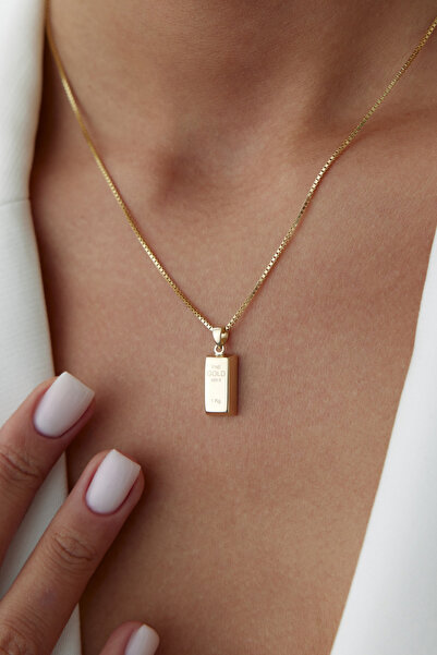 laria jewelry Külçe Altınlı Kolye Stainless Steel Çelik