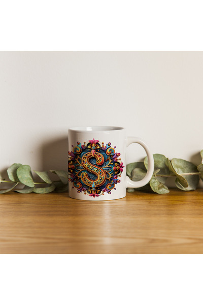 Kupa كوب بحرف S بتصميم بوهيمي، كوب هدية بتصميم خاص ملون، سعة 330 مل من البورسلين