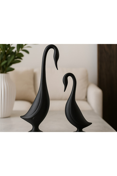 Pixelart3D Elegant Siyah Kuğu Biblosu ( Yavru Kuğu Hediyeli ) Dekor Dekorasyo...