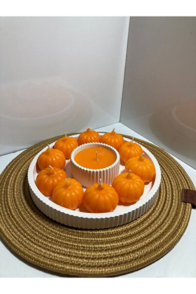 MUM Hallowen Bal Kabağı Tabak Seti Hallowen Dekoratif Set Cadılar Bayramı Öze...