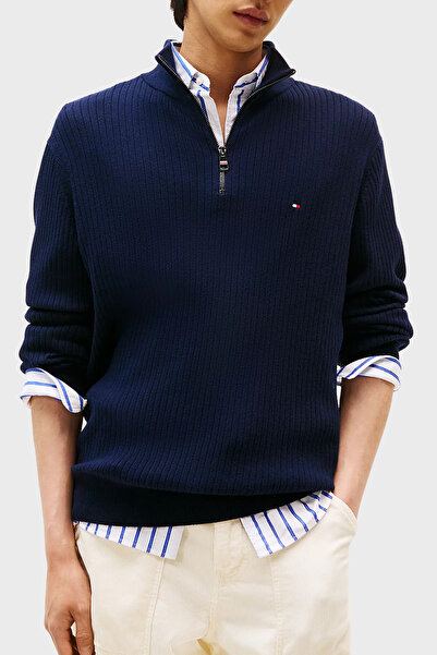 Tommy Hilfiger Pamuk ve Kaşmir Karışımlı Regular Fit Dik Yaka Kazak Erkek KAZAK MW0MW40448 DW5