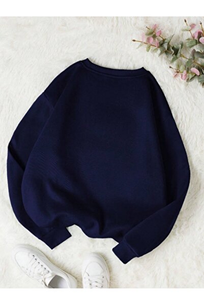 AFROGİYİM Γυναικείο φούτερ Chicago με στάμπα με 2 κλωστές με λαιμόκοψη