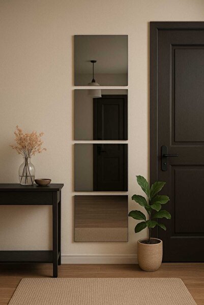 Aynova 4 Parça Kare Füme Duvar Ve Boy Aynası 30x30