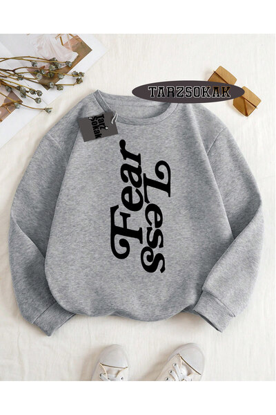 Tarzsokak Hanorac cu guler rotund, gri, Fear Less, design special