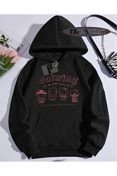 Tarzsokak Hanorac cu glugă negru Sanrio Hello Kitty Design special