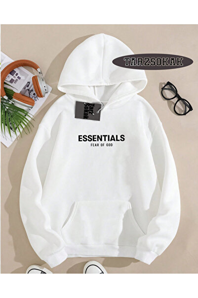 Tarzsokak Hanorac cu glugă alb ESSENTIALSS Design special