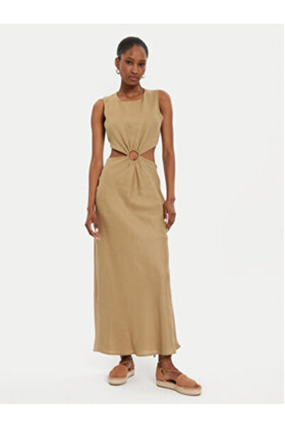 Vicolo Γυναικείο Φόρεμα Καλοκαιριού TB2881 Μπεζ