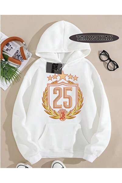 Tarzsokak Hanorac cu glugă alb cu 5 CUPAȚI și 5 stele, design special