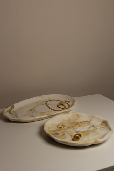 The Craft Thor 2 τεμάχια ασύμμετρο μοντέρνο διακοσμητικό πιάτο από σκυρόδεμα ...