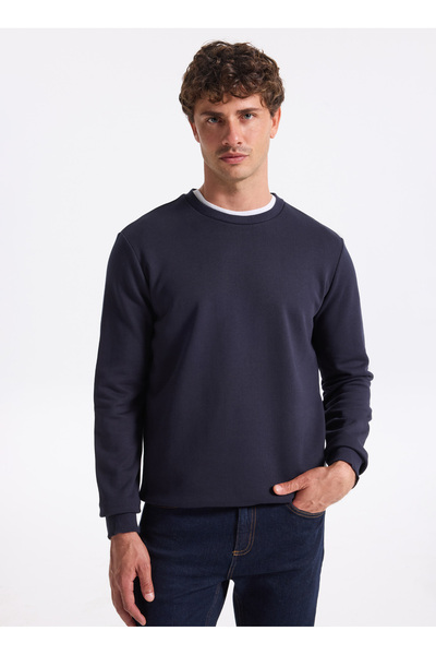 People By Fabrika Bisiklet Yaka Düz Lacivert Erkek Sweatshırt PBF5WM-SWT 5055