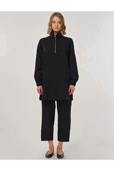 Kayra Embroidered Double Set Black