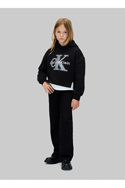 Calvin Klein Baskılı Kız Çocuk Siyah Sweatshırt IG0IG03018BEH