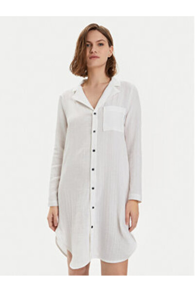 Calvin Klein Γυναικείο Φόρεμα-Πουκάμισο 000QS7141E Λευκό