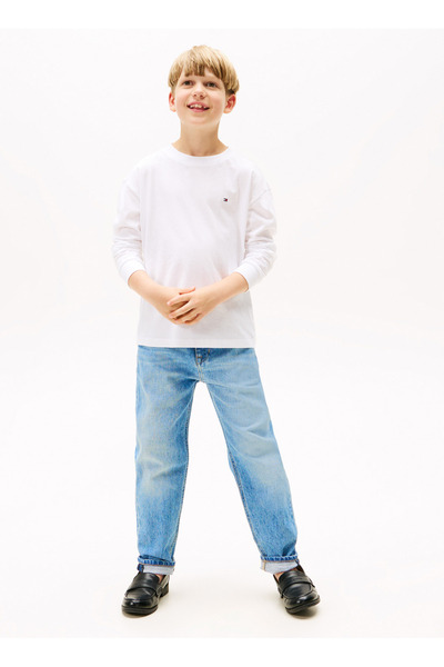 Tommy Hilfiger Nakışlı Beyaz Erkek Çocuk T-Shirt KB0KB09846YBR