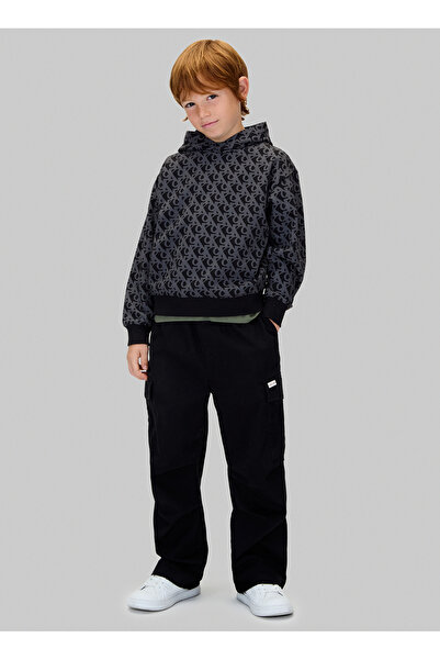 Calvin Klein Baskılı Erkek Çocuk Siyah Sweatshırt IB0IB02565BEH