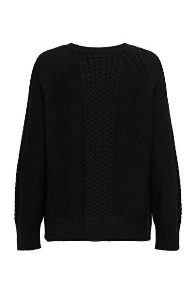 ONLY O Neck Comfortable Knitted Patterned Black Sweater Women Onlkatia Ls Cabel Ls O-Neck Cc Knt 15351112
