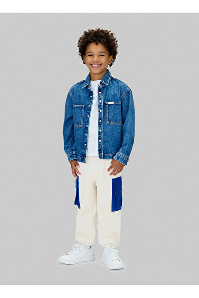 Calvin Klein Lastikli Paça Ekru Erkek Çocuk Eşofman Altı IB0IB02572PGB