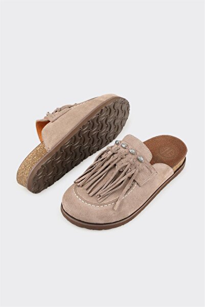 Elle Shoes Vizon Deri Kadın Terlik