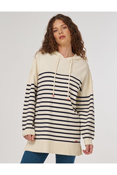 KYR Stripe Pattern Viscose Knitwear Tunic Ecru