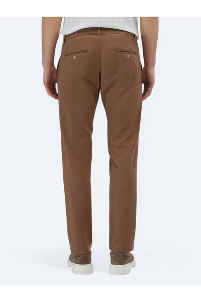 Kip Açık Kahve Düz Dokuma Regular Fit Casual Pamuk Karışımlı Pantolon