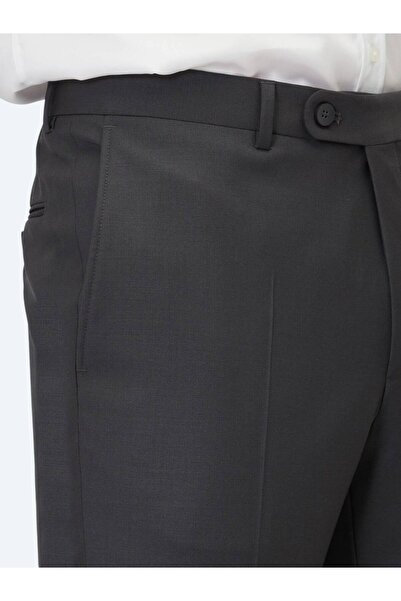 Kip Anthracite Straight Woven Fitted Fit Classic Wool Blended Pants