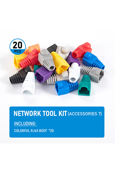 Choice4 20pcs Colorful Boots RJ45 Crimp Plier Pass Through Crimper Stripper Cutter for Cat7 Cat6 Cat5e 8P8C