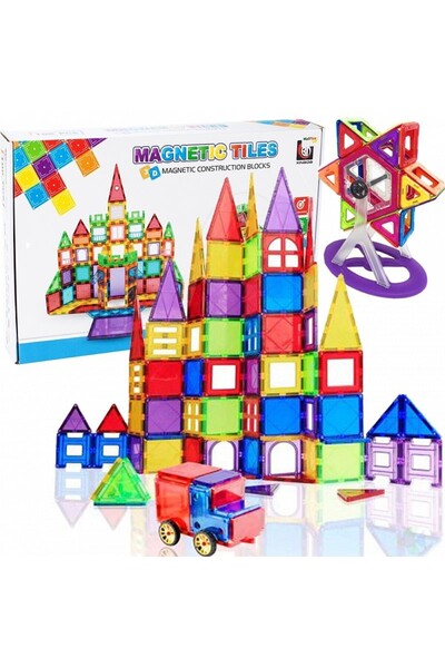 PROCART Set de construcție magnetic, 106 piese, joc educativ și creativ, vârsta 3+