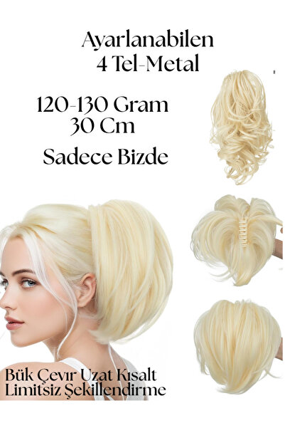 YARAT Plaj Sarısı Peruk Topuz At Kuyruğu 4 Metalli Şekillendirilebilen Sentet...