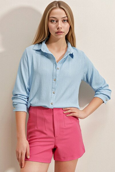 Hiccup Bdart Textured Buttoned Denim Shirt