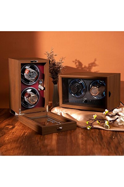 Hope Double Watch Winder Retro Self-Winding Mechanical Watch Box For 2 Mechanical Watches, 5 Rotating Mod
