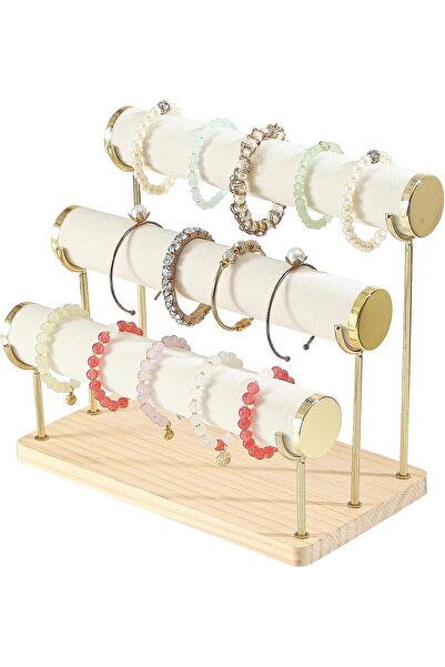 Hope حامل أساور كوارد، منظم عرض أساور قابل للإزالة، قاعدة خشبية على شكل حرف T