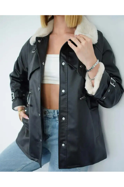 cemo İÇİ KÜRKLÜ DERİ TRENÇ