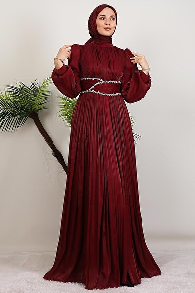 GİYZAMİLA Ντελικάτο βραδινό φόρεμα Yoryo μπορντό