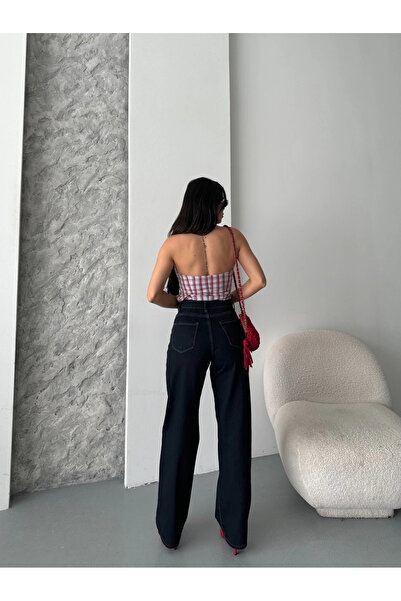 Işıltı kidss Palazzo Super Stone Enzyme Tint Wash Dark Navy Blue Jeans Trousers D2008