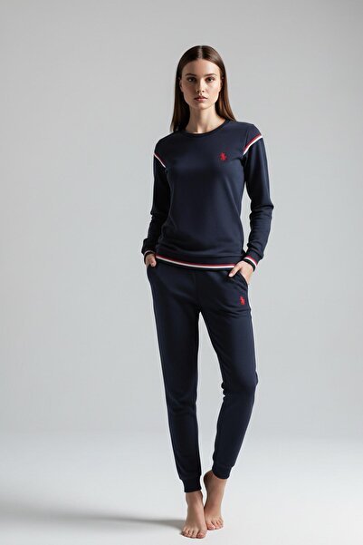 U.S. Polo Assn. Set de pijamale pentru femei, cu detaliu în dungi, cu decolte...