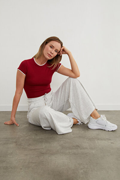 Fulla Moda 3 İplik Beli Bağlamalı Palazzo Eşofman Altı