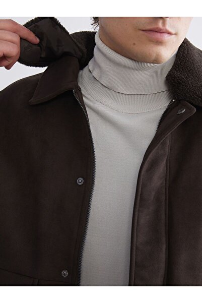 LC Waikiki Ανδρικό παλτό από σουέτ με γιακά πουκάμισο SOUTHBLUE Standard Fit