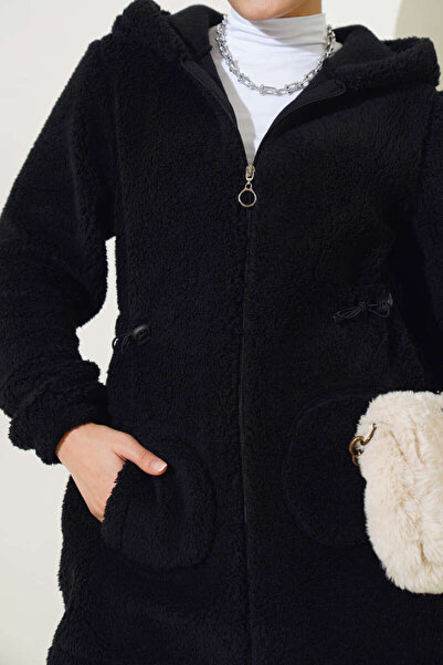 VOLT CLOTHİNG Bel Tünelli Lastikli Peluş Hırka