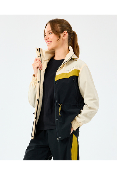 SKECHERS W Adjustable Waisted Full Zip Micro Jacket Kadın Ecru Mont S2520208-1983