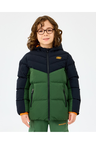 SKECHERS B Puffer Jacket Büyük Erkek Çocuk Siyah Mont SK2520053-1602