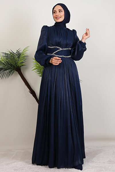 GİYZAMİLA فستان سهرة نارين يوريو باللون الأزرق الداكن