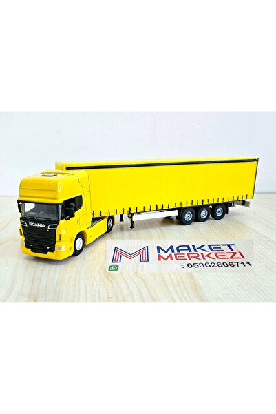 WELLY 25 cm uzunlukta 1/64 ölçek sarı MAN TGX TIR MAKETİ (firma ismi yazılabi...