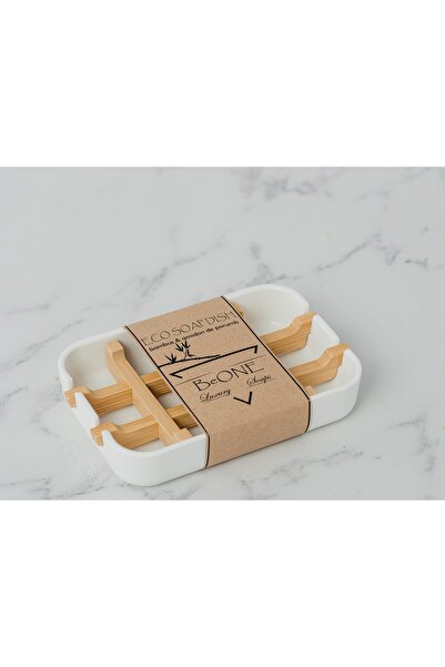 BeOne Luxury Cosmetics SOAP DISH WHITE ~ SAVONIERA DIN BAMBUS SI PUDRA DE AMIDON