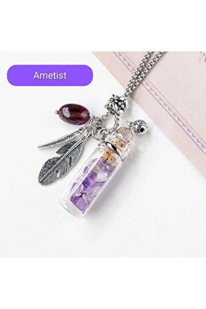 XTERRA Bottle Pendant with Natural Amethyst Crystals and Angel Wings