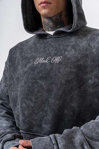 Respire Ανδρικό μπλουζάκι με κουκούλα με στάμπα, που πλένεται, oversize, μαύρο