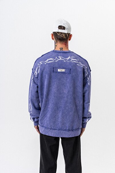 Respire Ανδρικό φούτερ με στάμπα Origin, με λαιμόκοψη, oversize, μωβ