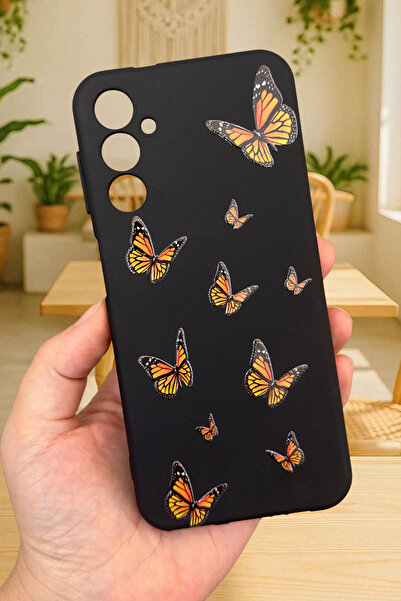 Vip Case Samsung Galaxy A54 - Turuncu Kelebek Desenli Silikon Darbe Emici Kla...