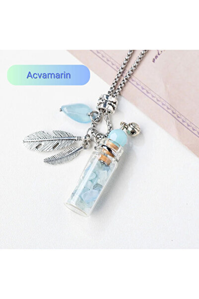 XTERRA Natural Aquamarine Crystals and Angel Wings Bottle Pendant
