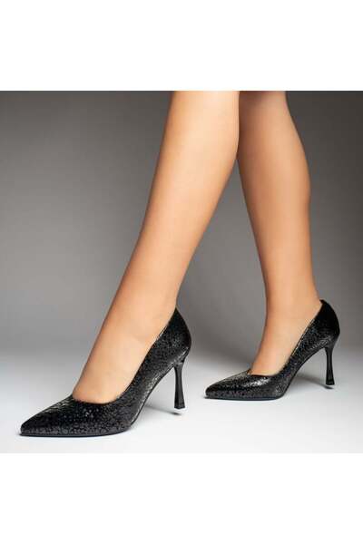 Modlet.ro Women's black print stiletto shoes MOD13702