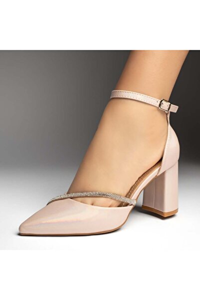 BMoD Pantofi roz de damă cu toc gros și bareta MOD13539